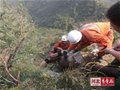 张家口俩女孩鹿泉“野爬”被困 消防队员营救